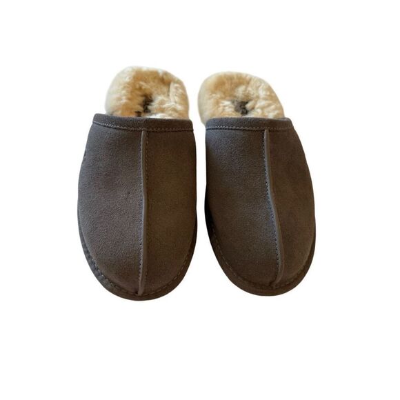 UGG Mens Gray Round Toe Sheepskin Suede Slip On Flat Slippers Size 9 main image 4